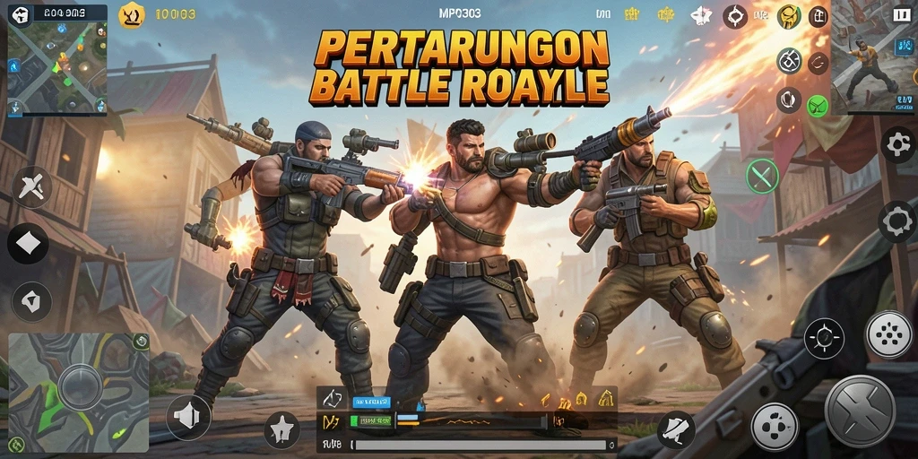 Tampilan aksi seru dalam game Battle Royale MPO303.