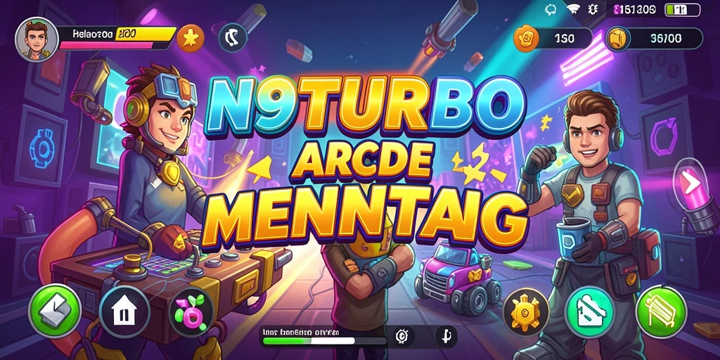 Screenshot gameplay N9TURBO yang menunjukkan aksi seru permainan arcade.