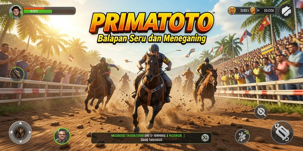 Screenshot gameplay PRIMATOTO dengan aksi balapan yang seru.