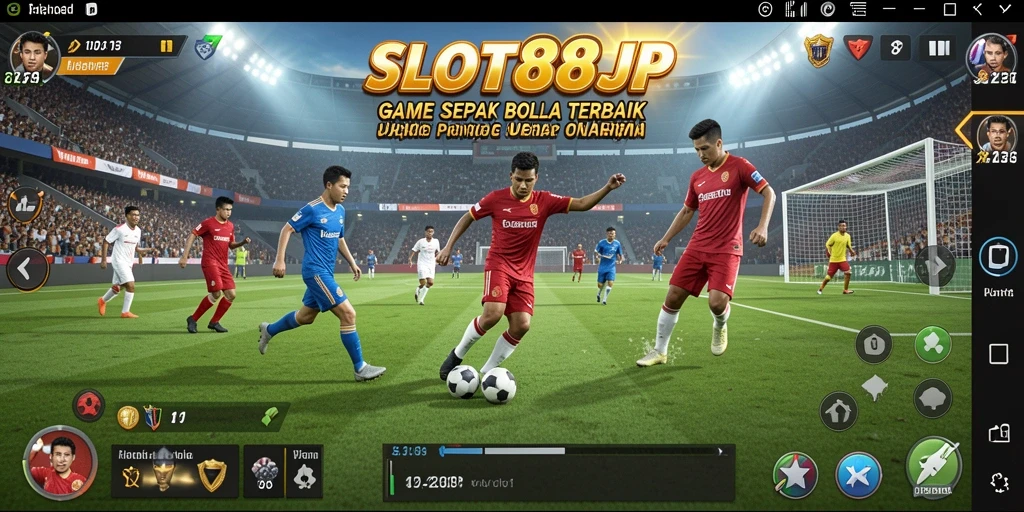 Tampilan gameplay menegangkan dari SLOT88JP dengan aksi sepak bola seru.