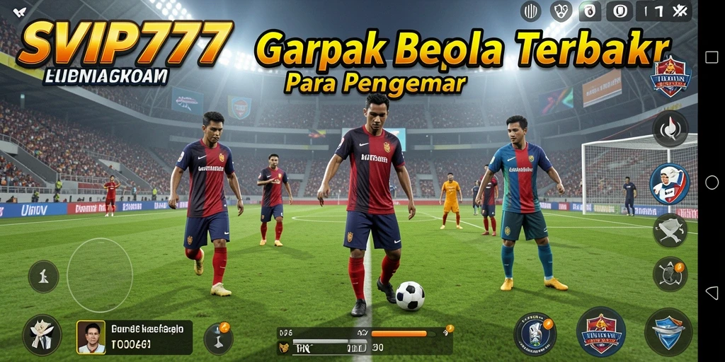 Screenshot gameplay SVIP777 menampilkan aksi seru di lapangan sepak bola.