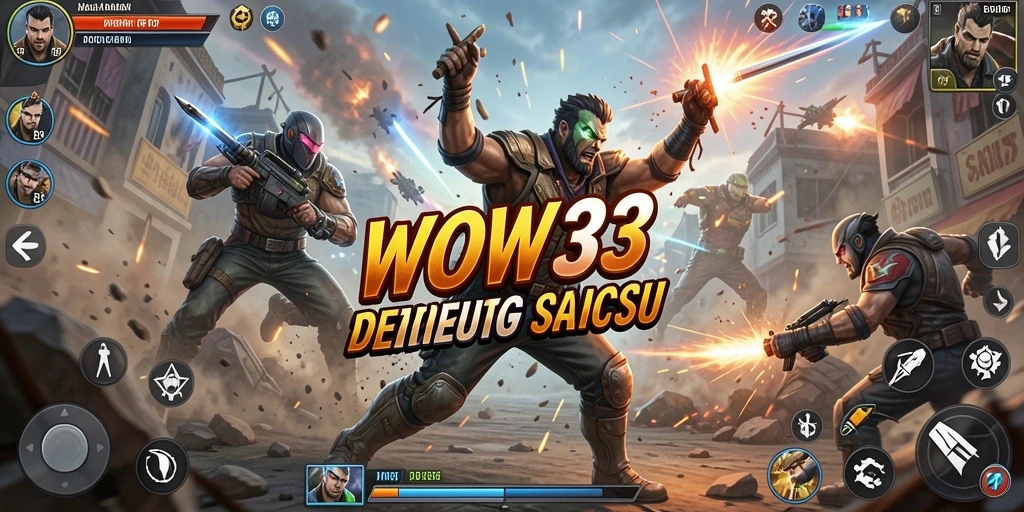 Tangkapan layar gameplay mendebarkan dari WOW33, menunjukkan aksi pertarungan yang intens.
